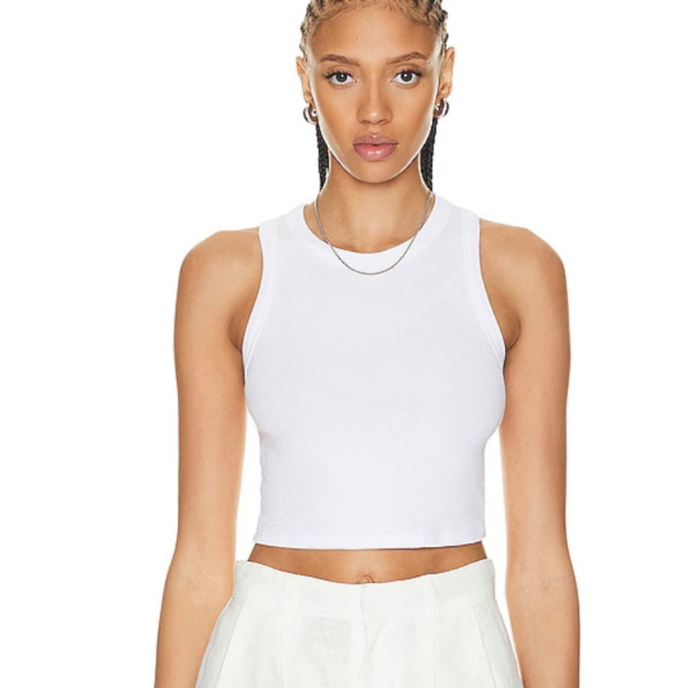 AGOLDE BAILEY CROPPED TANK RACER BACKRIBBED, COOL GIRL, MINIMALIST SZ MEDIUM - Picture 2 of 10
